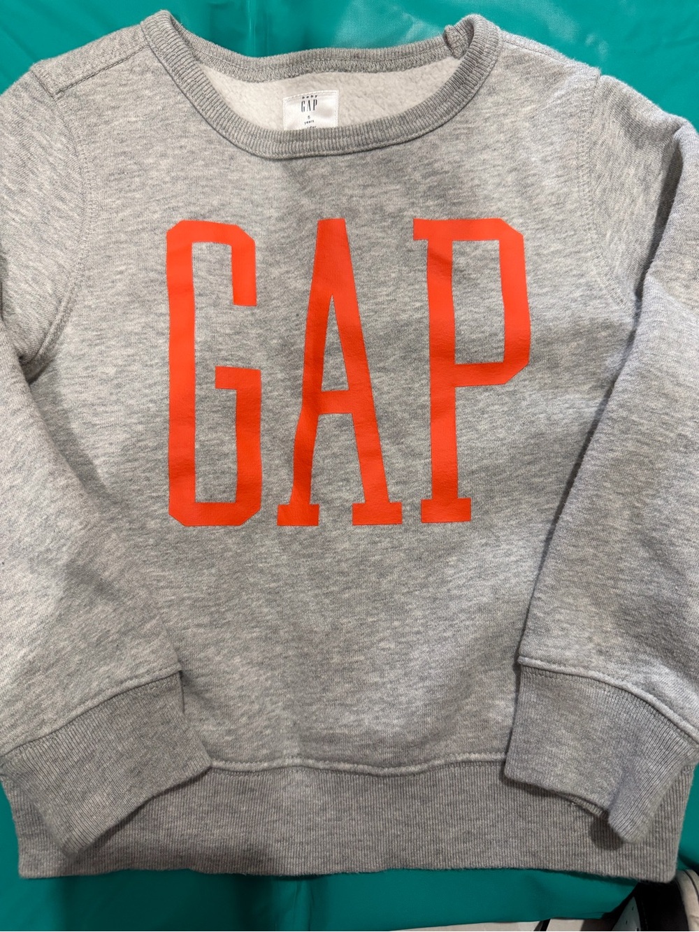 GAP Kids Light Gray Sweatshirt with Bright Orange Logo